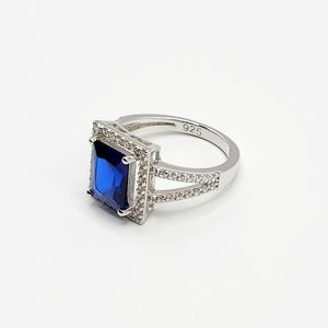 Blue Sapphire Halo Ring